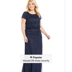 Adrianna Papell Navy Blue Beaded Dress